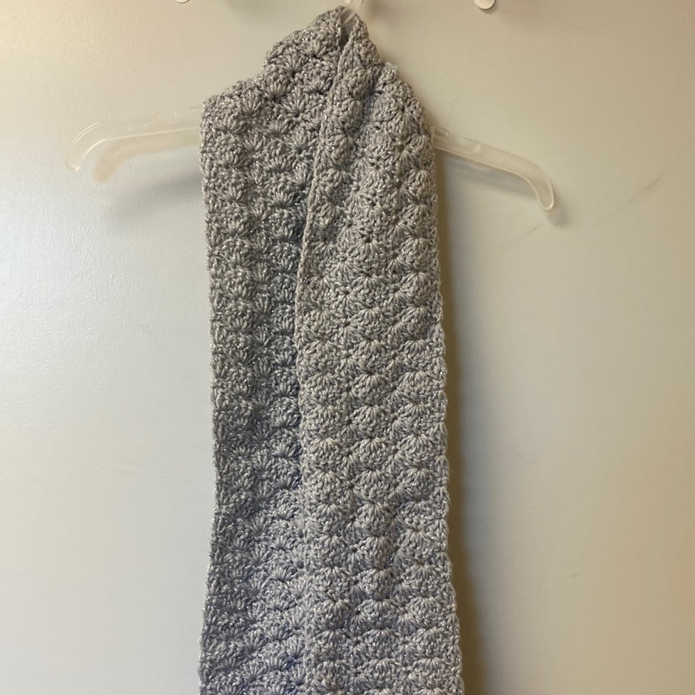 Gray/silver varigated handmade scarf Handmade by Grandma